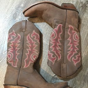 Brown and Pink Cowgirl Boots